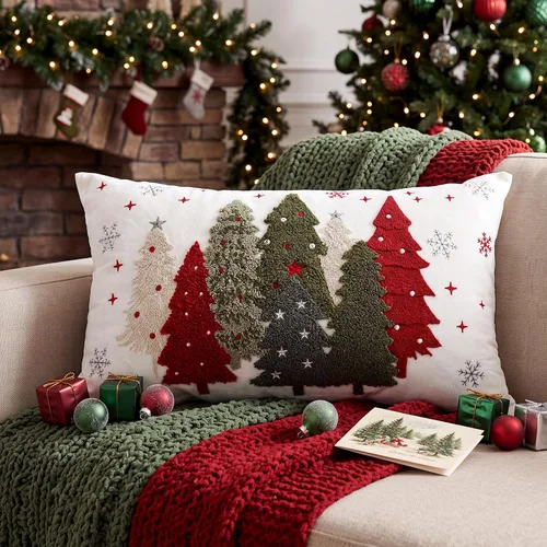 Vista 13 de Boao Merry & Bright - Fundas de almohada lumbar de 12 x 24 pulgadas Rojo Blanco