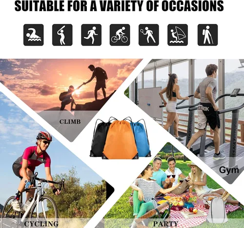 Vista 6 de Grneric 100 unidades de mochila con cordón a granel Cinch Sackpack Ployster Bolsas con cordón para gimnasio fiesta viaje, Rojo -, Classic
