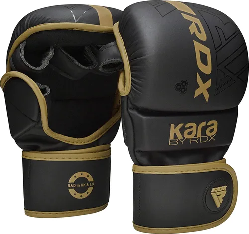 Vista 12 de Guantes RDX MMA para artes marciales, boxeo, entrenamiento de combate, guantes híbridos de palma abierta para hombres y mujeres, cuero maya hide
