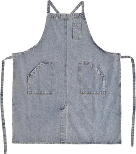 Vista 16 de Delantal Tobyan de Mezclilla de Algodón Suave - Delantal Unisex Ajustable con Babero de 5 Bolsillos Perfecto para Cocinas