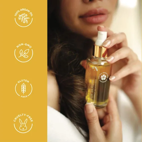 Vista 4 de Suero para el cabello 100% orgánico Nutural Vitality Argan Oil Serum con aceite esencial de romero y cedro atlas. Domina el cabello rizado