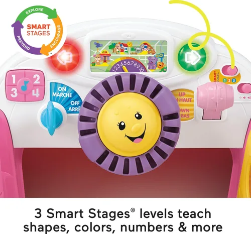 Vista 3 de Laugh & Learn Etapas de Smart Crawl Azul alrededor coche, Auto Smart Stages, rosa, Rosado