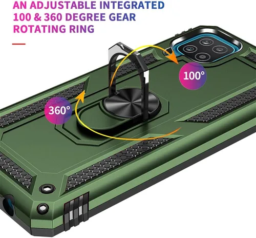 Vista 5 de Funda para Samsung Galaxy A12, Samsung A12 con protector de pantalla HD, [grado militar de 16 pies probada en caídas], anillo protector a prueba