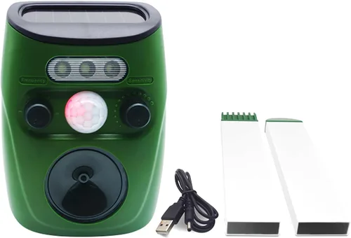 Vista 5 de Sonido ultrasónico y luz LED intermitente repelente de animales alimentados por energía solar, enchufable o alimentado por batería, sensibilidad