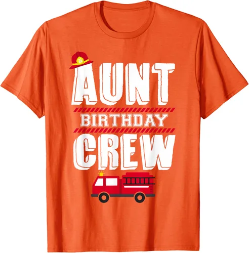 Vista 76 de Aunt Birthday Crew Fire Truck Fireman - Camiseta para fiesta de acogida, Negro, S