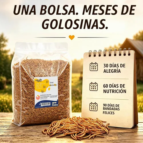 Vista 5 de RANZ Gusanos secos de harina de 2 libras para pollos y aves silvestres