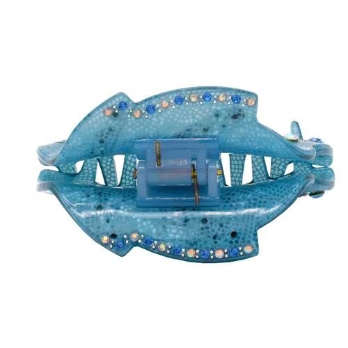 Vista 6 de Fashion & Lifestyle Pinza para el cabello para mujeres y niñas, grande, pinza bastante fuerte, pasador antideslizante, agarre hacia arriba, Azul