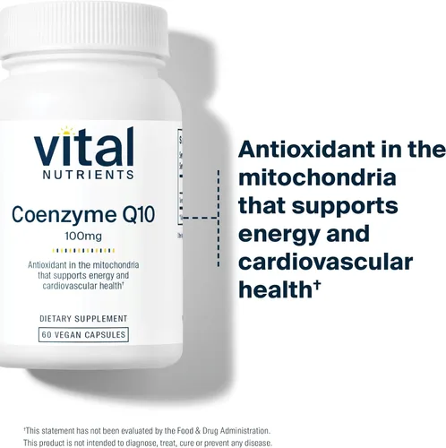 Vista 6 de Vital Nutrients CoQ10 100mg Suplemento vegano Coenzima Q10 de ubiquinona Potente antioxidante para apoyar la salud del corazón y los niveles