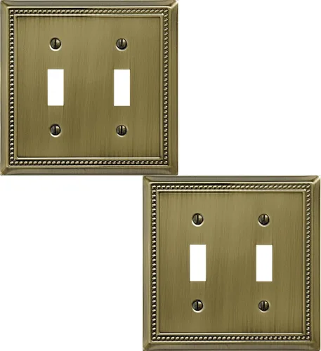 Vista 32 de OKAWYC Belaire - Cubierta para interruptor de luz de decoración individual, placa de pared de metal con cuentas, paquete de 4 unidades de bronce