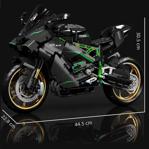 Vista 2 de JOMIOD Bloque de construcción de motocicleta de tecnología, 1809 piezas, tecnología 1:5, modelo de moto de carreras para Kawasaki H2R, MOC Superbike