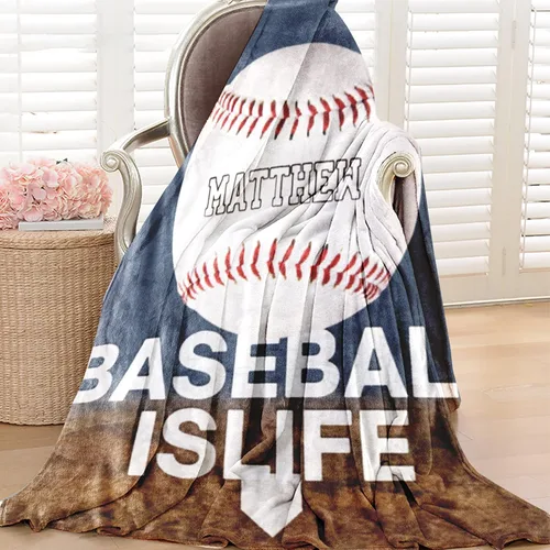 Vista 5 de Manta suave personalizada para bebés: manta de diseño de béisbol personalizada para niños con nombre y número, regalos de ropa de cama para bebés