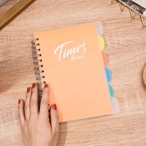 Vista 6 de Yoment Cuaderno de 5 materias con pestañas, cuaderno grande de 5 x 8 pulgadas con divisores, 240 páginas, cuadernos de plástico de tapa dura