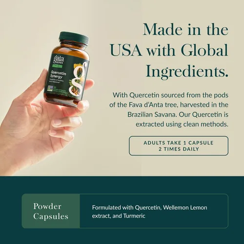Vista 4 de Gaia Herbs Quercetin Synergy - Apoya la salud inmunológica* - Extracto de fruta de limón Wellemon - 50 cápsulas veganas (50 porciones)