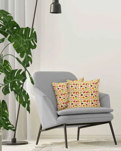Vista 4 de Juego de 2 fundas de almohada decorativas de algodón de 18 x 18 pulgadas, con hojas de acuarela para sofá, cama, dormitorio, sala de estar