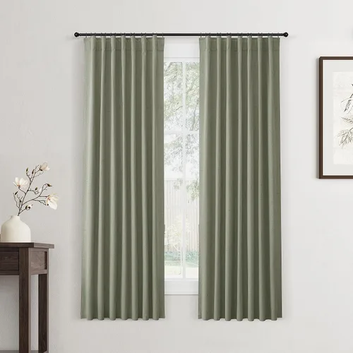Vista 52 de Jowels Cortinas opacas de lino natural de 96 pulgadas de largo, 2 paneles