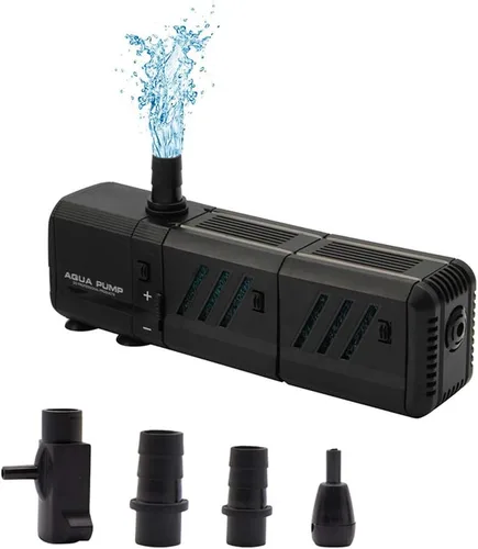 Vista 9 de MQ Bomba de agua sumergible de 130 GPH (500 L/H, 6 W) con filtros y boquillas de agua, ultra silenciosa para acuario, pecera, estanque, fuente