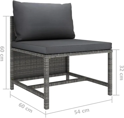 Vista 7 de Sofá de patio de 3 plazas con cojines, cómodo sofá, sofá al aire libre, sofá de patio, muebles de exterior, para patio, porche, césped, jardín o Gris