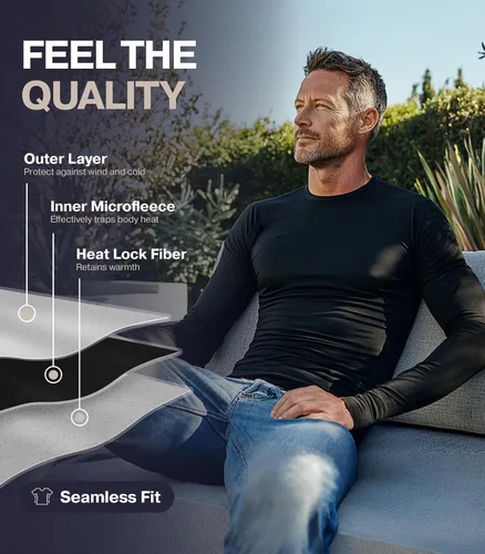 Vista 4 de Thermajohn Long Johns - Ropa interior térmica para hombre con forro polar para clima frío