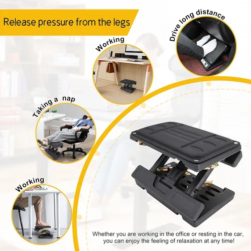 Vista 2 de Reposapiés Ajustable Bajo Escritorio - Taburete de Oficina Ergonómico con Masaje, Reposapiernas para Escritorio, Diseño Antideslizante para Hogar