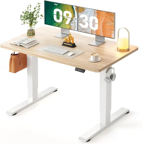 Vista 15 de CubiCubi Escritorio eléctrico de pie de 48 x 30 pulgadas, escritorio de pie ajustable en altura con ajustes preestablecidos de memoria, escritorio