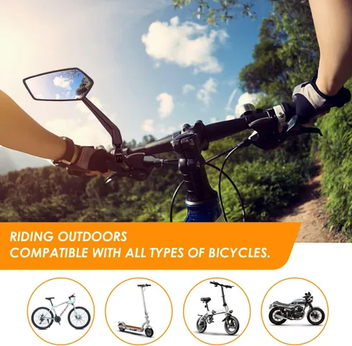 Vista 8 de Arkham Espejo de bicicleta para manillar, espejo retrovisor ajustable de bicicleta giratorio 360, espejo de bicicleta de vidrio HD a prueba