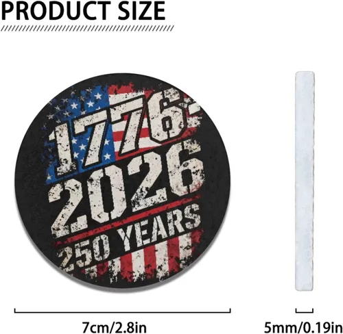 Vista 6 de AFPANQZ 250 Years Print Car Coasters for Cup Holders Absorbent Car Accessories 2.8" Car Cup Holder for Women 2 Pack