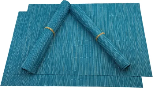 Vista 2 de WAZAIGUR Juego de 4 manteles individuales para mesa de comedor, resistentes al calor, lavables, manteles individuales de vinilo tejido, fáciles