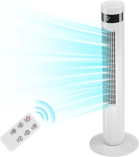 Vista 14 de Antarctic Star Ventilador de torre Ventilador oscilante de 85°, enfriamiento silencioso, temporizador de 12 horas, control remoto, sin aspas