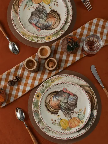 Vista 4 de Bico Blessing Season - Juego de 4 platos de cerámica grandes de 11 pulgadas para pasta, filete, elegantes platos para servir, aptos para microondas