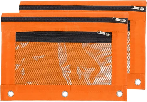 Vista 9 de PATIKIL Estuche para lápices para carpeta de 3 anillos, paquete de 2 unidades, tela Oxford de malla con cremallera, estuche para oficina y hogar