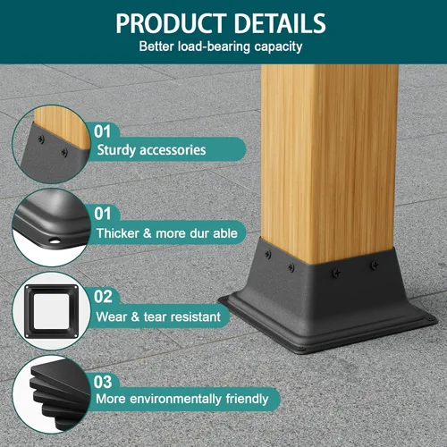 Vista 3 de SPACEEUP Base de poste de 4 x 4, tamaño interno de 3.6 x 3.6 pulgadas, soporte de poste de acero resistente, apto para anclaje de poste de madera
