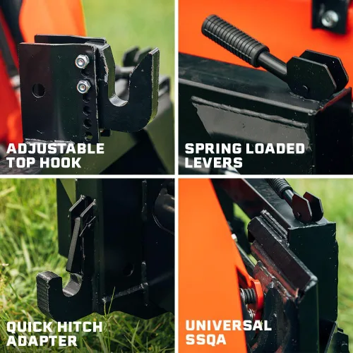 Vista 4 de Titan Attachments Adaptador de Enganche Rápido de 3 Puntos, Universal de Tamaño Completo, Compatible con Implementos Cat 1, Capacidad