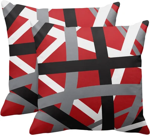 Vista 11 de Emvency Juego de 2 fundas de almohada decorativas retro con diseño de rayas grises y negras, para decoración del hogar, cuadradas, 16 x 16 pulgadas