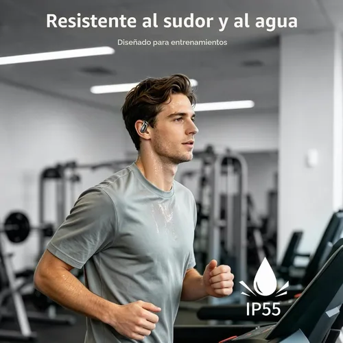 Vista 5 de Essonio Auriculares de oreja abierta inalámbricos con ganchos para los oídos, ultra ligeros, sonido estéreo potente 35 horas de reproducción Negro