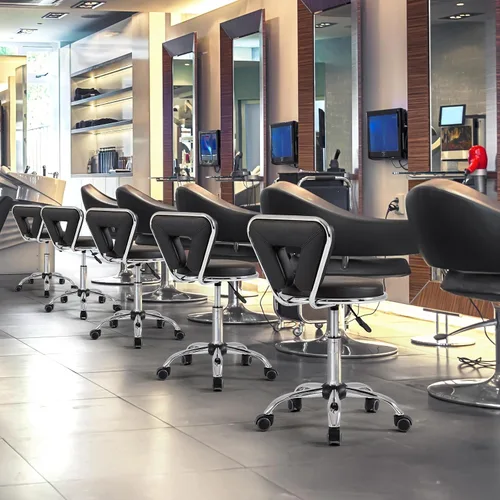 Vista 9 de Yaheetech Nail Tech - Silla con respaldo ajustable, color negro Adjust the seat from 18.3” to 24” for manicure, styling or spa work; five swivel