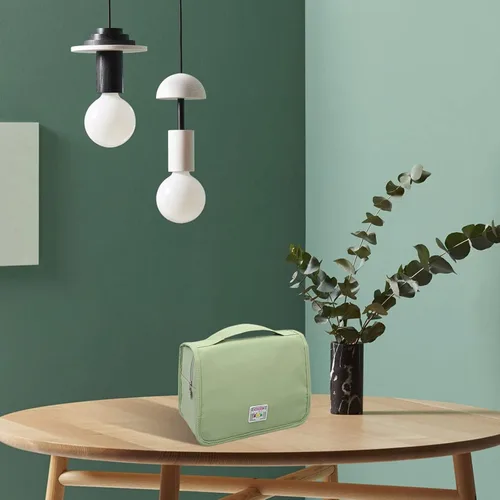 Vista 6 de Neceser para mujer, bolsa de maquillaje colgante con gancho, organizador de viaje, artículos esenciales para el dormitorio, contenedores