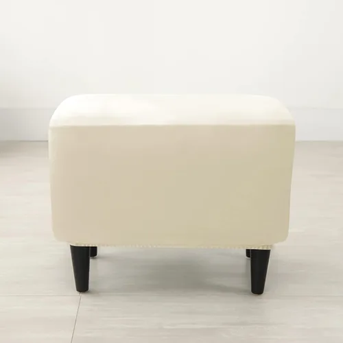 Vista 2 de CONRUSER Fundas elásticas para otomanas, fundas otomanas de terciopelo suave, fundas rectangulares pequeñas para taburete de almacenamiento, funda