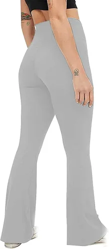 Vista 5 de Leggings de cintura alta para mujer, pantalones de yoga cruzados, pierna acampanada, corte de bota, pantalones deportivos con parte inferior