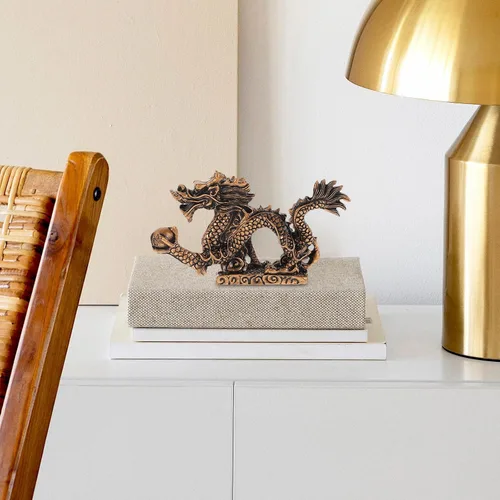 Vista 9 de Fengshui - Estatua de dragón del zodiaco chino 2024, escultura de dragón de resina para el hogar, oficina, decoración de mesa, recuerdo de bendición