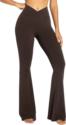 Vista 52 de Sunzel - Leggings acampanados para mujer, con control de abdomen, cintura cruzada y pierna ancha