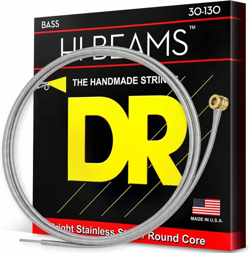 Vista 17 de DR Strings - Hi-Beams - Juego de cuerdas para bajo de 4 cuerdas - Mediano 45-105 - Núcleo redondo de acero inoxidable - Accesorios para bajo (MR-45)