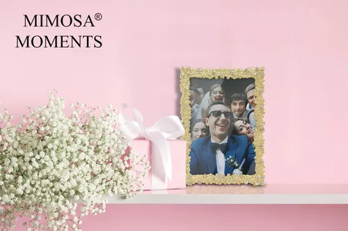 Vista 4 de Marco de fotos en tono latón 4x6 con diamantes de imitación Jewel - Marco de fotos decorativo de 4 x 6 pulgadas para boda, aniversario, Navidad