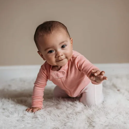 Vista 6 de HonestBaby Pijama de una pieza con cremallera frontal y pies para bebé niña