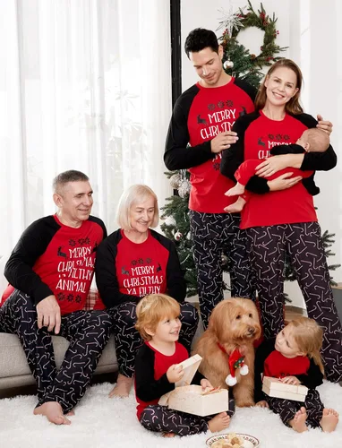 Vista 4 de PATPAT Pijamas de Navidad familiares a juego, pijamas de Navidad para la familia, mamá y yo, trajes de Navidad