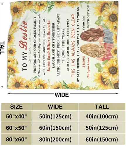 Vista 3 de Manta de franela ultrasuave para mujer, con texto en inglés «To My Bestie», para hermanas, niñas, mejores amigas para sofá, cama, regalo de amistad