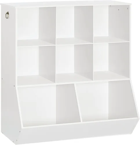 Vista 12 de HOOBRO Estantería para niños, gabinete de almacenamiento para juguetes, organizador de juguetes para niños, 8 cubículos, cabecera de estantería