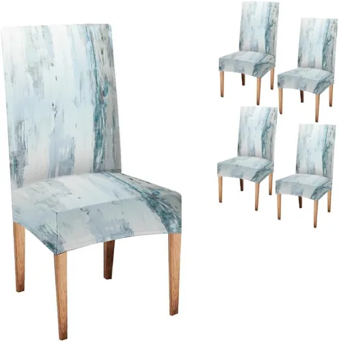Vista 145 de TOMWISH Juego de 2 fundas para sillas de comedor, color turquesa y gris, fundas elásticas para sillas Parsons, de elastano, lavables, protectores