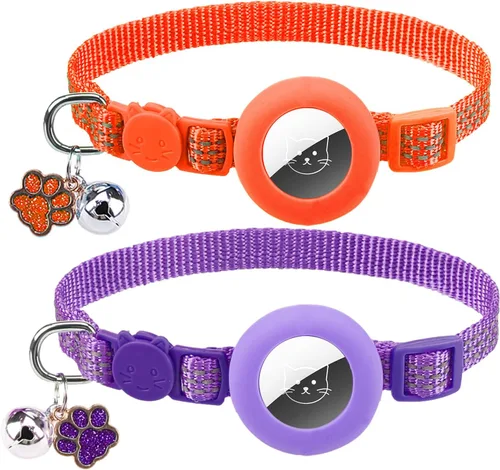 Vista 42 de PUPTECK Airtag - Collar de gato ajustable con campanas, collar de gatito ajustable para niñas y niños pequeños, cachorro, conejito, bonito accesorio