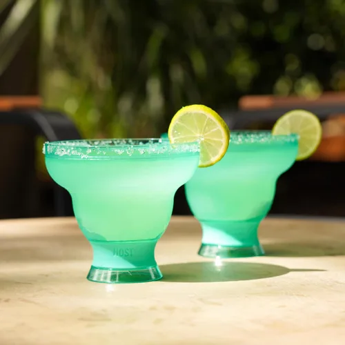 Vista 7 de HOST FREEZE - Vasos de Margarita sin tallo, vasos de cóctel de plástico aislados para bebidas congeladas, vasos enfriadores de doble pared para Azul