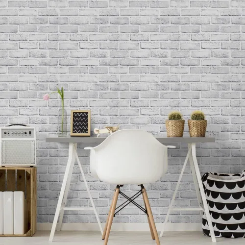 Vista 11 de H9252 - Papel tapiz con diseño de ladrillo para despegar y pegar, 17.7 pulgadas x 9.8 pies, papel de contacto autoadhesivo extraíble, impermeable